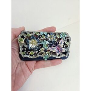 Vintage‎ Ornate Metal Victorian Style Butterfly Business Card Holder Floral